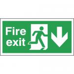 Safety Sign Fire Exit Running Man Arrow Down PVC 150x450mm FX04211R SR11131