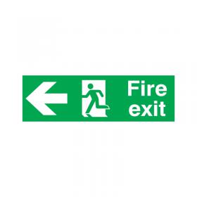 Safety Sign Fire Exit Running Man Arrow Left 150x450mm PVC FX04311R SR11133