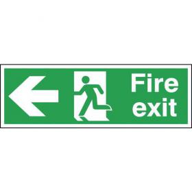 Safety Sign Fire Exit Running Man Arrow Left 150x450mm PVC FX04311R SR11133