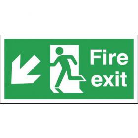 Safety Sign Fire Exit Running Man Arrow Down/Left 150x450mm PVC FX04011R SR11135
