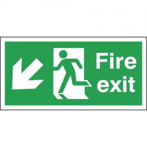 Unbranded Safety Sign Fire Exit Running Man Arrow DownLeft 150x450mm