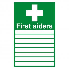 Safety Sign First Aiders 300x200mm PVC FA01926R SR11148