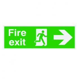 Safety Sign Niteglo Fire Exit Running Man Arrow Right 150x450mm PVC FX04411M SR11150