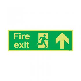 Safety Sign Niteglo Fire Exit Running Man Arrow Up 150x450mm PVC FX04711M SR11151