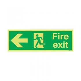 Safety Sign Niteglo Fire Exit Running Man Arrow Left 150x450mm PVC FX04311M SR11152