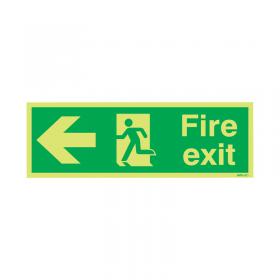 Safety Sign Niteglo Fire Exit Running Man Arrow Left 150x450mm PVC FX04311M SR11152