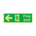 Safety Sign Niteglo Fire Exit Running Man Arrow Left 150x450mm PVC FX04311M SR11152