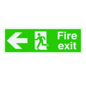 Safety Sign Niteglo Fire Exit Running Man Arrow Left 150x450mm PVC FX04311M SR11152