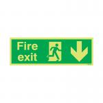 Safety Sign Niteglo Fire Exit Running Man Arrow Down 150x450mm PVC FX04211M SR11153