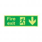 Safety Sign Niteglo Fire Exit Running Man Arrow Down 150x450mm PVC FX04211M SR11153