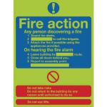 Safety Sign Niteglo Fire Action 300x250mm Self-Adhesive FR03527L SR11154