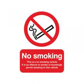 Safety Sign This is a No Smoking Vehicle 100x75mm Self-Adhesive PH05104S SR11176