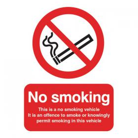Safety Sign This is a No Smoking Vehicle 100x75mm Self-Adhesive PH05104S SR11176