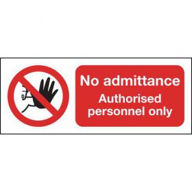 Safety Sign No Admittance Authorised Personnel Only A5 PVC ML01551R SR11187