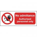 Safety Sign No Admittance Authorised Personnel Only Self-Adhesive A5 ML01551S SR11188