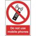 Safety Sign Do Not Use Mobile Phones A5 Self-Adhesive PH01051S