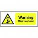 Safety Sign Warning Mind Your Head A5 PVC HA25551R