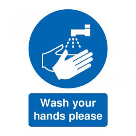 Safety Sign Wash Your Hands Please A5 PVC MD05851R SR11222