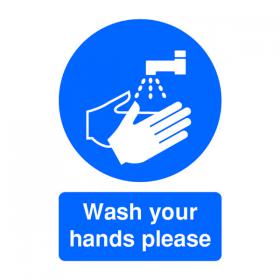 Safety Sign Wash Your Hands Please A5 PVC MD05851R SR11222