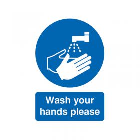 Safety Sign Wash Your Hands Please A5 Self-Adhesive MD05851S SR11223