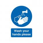 Safety Sign Wash Your Hands Please A5 Self-Adhesive MD05851S SR11223