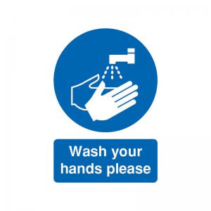 Signs and Labels Safety Sign Wash Your Hands Please A5 Self-Adhesive