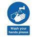 Safety Sign Wash Your Hands Please A5 Self-Adhesive MD05851S