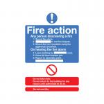 Safety Sign Fire Action Standard A5 Self-Adhesive FR03551S SR11225