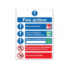 Safety Sign Fire Action Symbol A5 FR099A5 SR11226