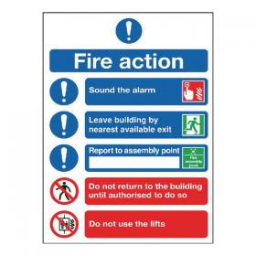 Safety Sign Fire Action Symbol A5 FR099A5 SR11226