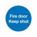 Safety Sign Fire Door Keep Shut 100x100mm PVC FR07002R SR11227