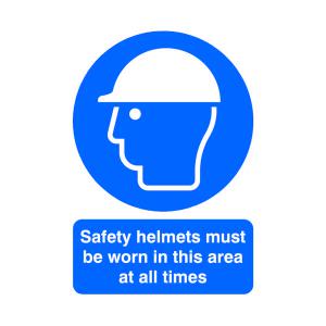 Image of Safety Sign Safety Helmets Must Be Worn PVC A4 MA04650R SR11230