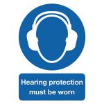 Safety Sign Hearing Protection Must be Worn A4 PVC MA01950R SR11234