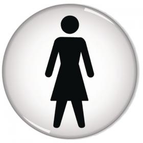 Domed Sign Women Symbol 60mm (Self-Adhesive Backing, Black Figure on White Background) RDS1 SR11235