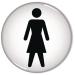 Domed Sign Women Symbol 60mm (Self-Adhesive Backing, Black Figure on White Background) RDS1