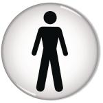 Domed Sign Men Symbol 60mm (Self-Adhesive backing, black figure on white background) RDS2 SR11236
