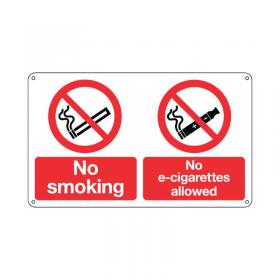 Signs and Labels No Smoking and No E-Cigarettes Sign Rigid Plastic 100x250mm EL005URP SR21262