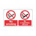 Signs and Labels No Smoking and No E-Cigarettes Sign Rigid Plastic 100x250mm EL005URP SR21262