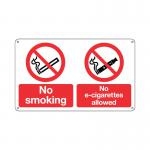 Signs and Labels No Smoking and No E-Cigarettes Sign Rigid Plastic 100x250mm EL005URP SR21262