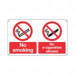Signs and Labels No Smoking and No E-Cigarettes Sign Self Adhesive 100x250mm EL005USAV SR21263