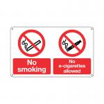 Signs and Labels No Smoking and No E-Cigarettes Sign Rigid Plastic 150x300mm EL005KRP SR21264