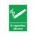 Signs and Labels E-Cigarettes Allowed Sign Self Adhesive 297x210mm EL002A4SAV SR21267