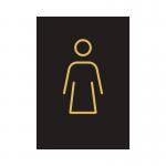 Female Toilet Sign Rigid Plastic 105x150mm BlackGold Y6698802 SR21441