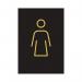 Female Toilet Sign Rigid Plastic 105x150mm BlackGold Y6698802 SR21441