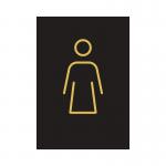 Female Toilet Sign Rigid Plastic 105x150mm BlackGold Y6698802 SR21441