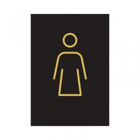 Female Toilet Sign Rigid Plastic 105x150mm BlackGold Y6698802 SR21441