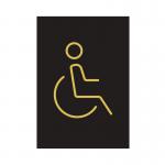 Disabled Toilet Sign Rigid Plastic 105x150mm BlackGold Y6698804 SR21443