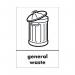 A5 Sign Self Adhesive General Waste (Pack of 5) Y7321004 SR21566