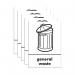 A5 Sign Self Adhesive General Waste (Pack of 5) Y7321004 SR21566