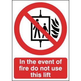 Safety Sign In The Event of Fire Do Not Use This Lift FR08651R SR47001